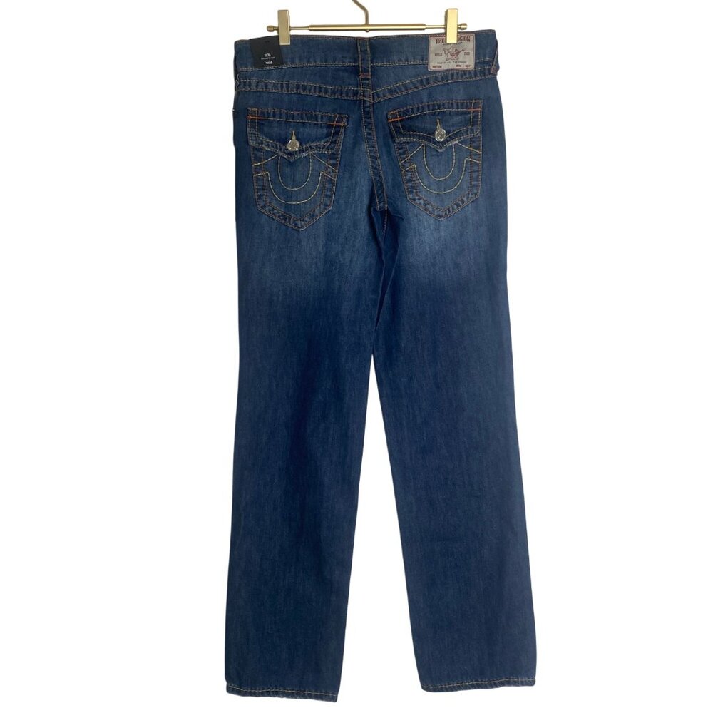 True Religion Ricki Jeans Mens Size 25X32 Dark Wash Relaxed Straight 207444‎ NWT - Picture 4 of 16